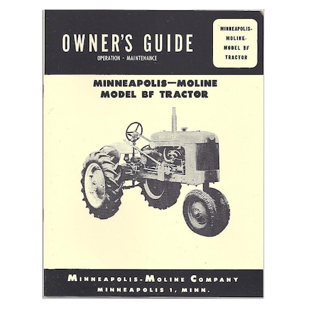 Aftermarket REP2985 Operators Manual Reprint Minneapolis Moline BF REP2985-STR